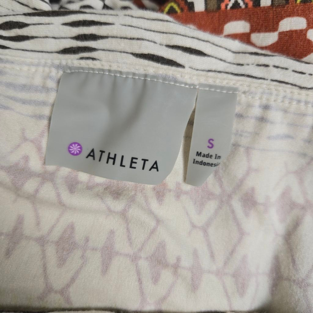 Women's Athleta White Brown Geometric Strapless Maxi Dress S - Picture 2 of 11